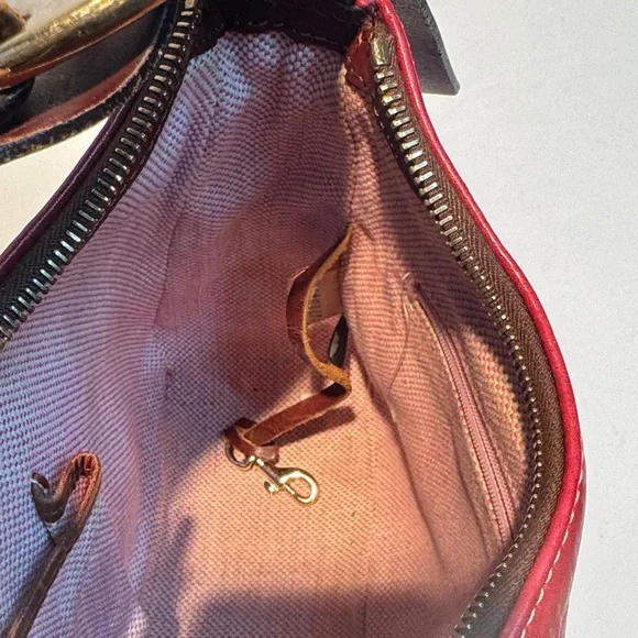 Dooney & Bourke Cherry Red Leather Hobo Shoulder Bag - Picture 7 of 15